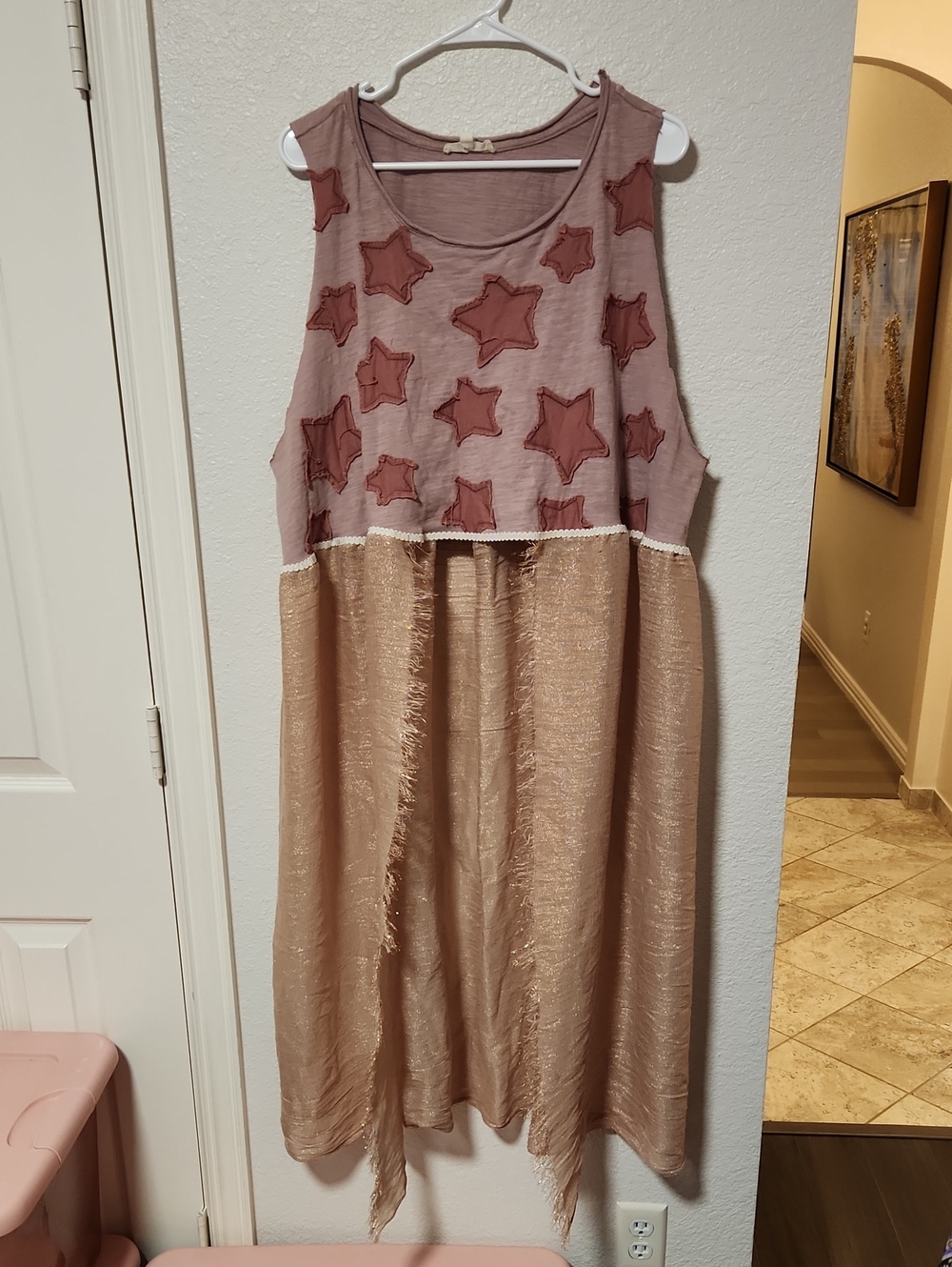 225.Upcycled Bohemian Oversized Star  Beach Cover-Up Dress - Picture 2 of 5